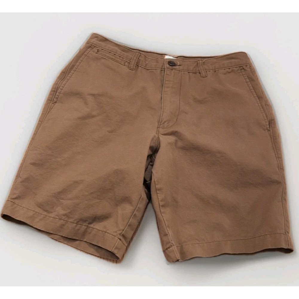 Lands End Chino Shorts Mens Size 31 Brown Slash Pockets 9 inch Inseam Preppy EUC